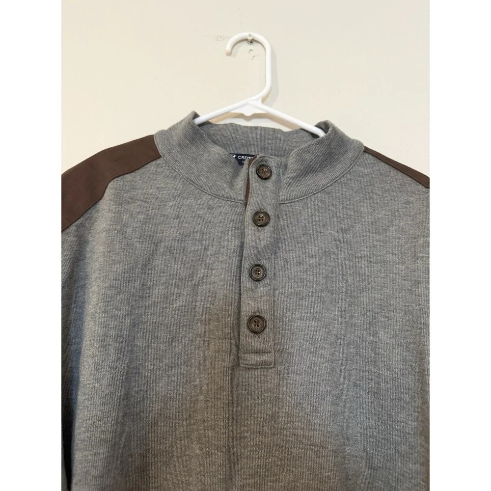 CREMIEUX Men's Gray Sweater With Brown Suede Elbow Patches Size XXL